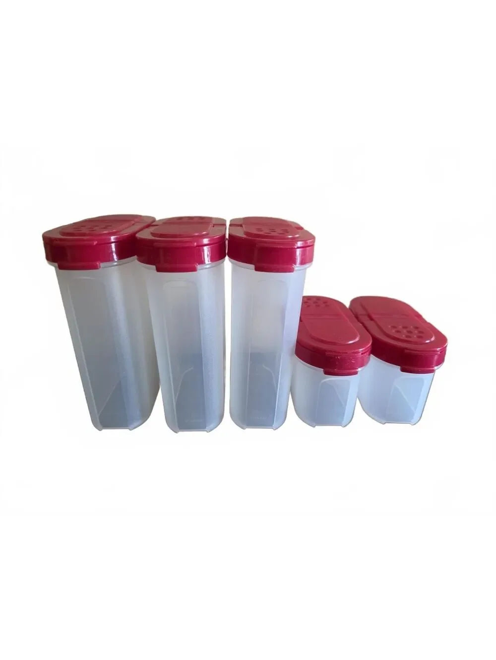 5 Tupperware Modular Mates Spice Shaker Set Red Lids 10pcs